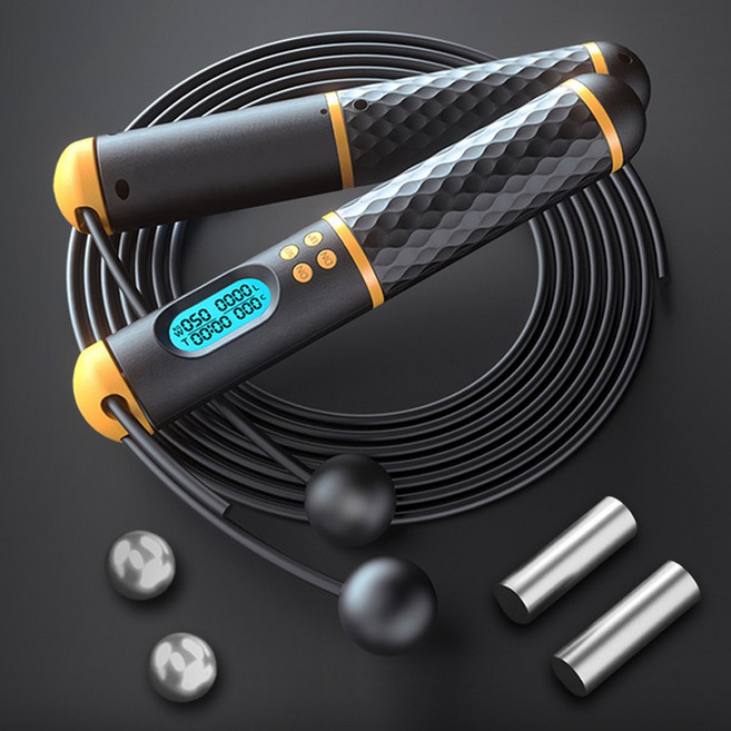 스마트 카운터 무선 줄넘기 다이어트 유산소 홈트 홈트레이닝 노라인 줄없는줄넘기 체력증진, 화이트블랙