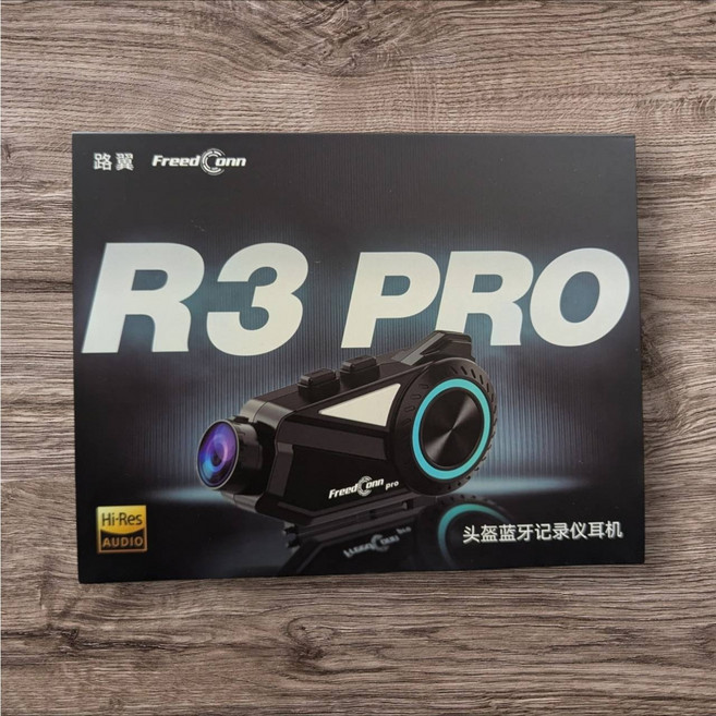 FreedConn 新R3PRO 安全帽藍牙耳機兼行車紀錄器 Hi-RES金標音質 最高可裝512G記憶卡 僅中文提示音, 黑, 黑, R3 PRO