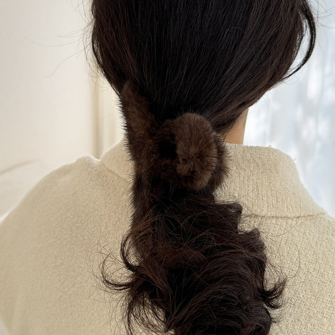 리얼 네추럴 밍크 퍼 6색 빅 집게 헤어핀