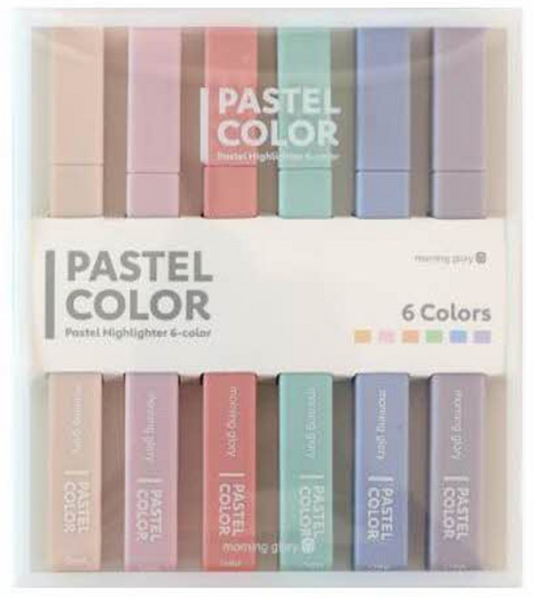 모닝글로리 파스텔 형광펜 6색 세트, 혼합색상, 1개