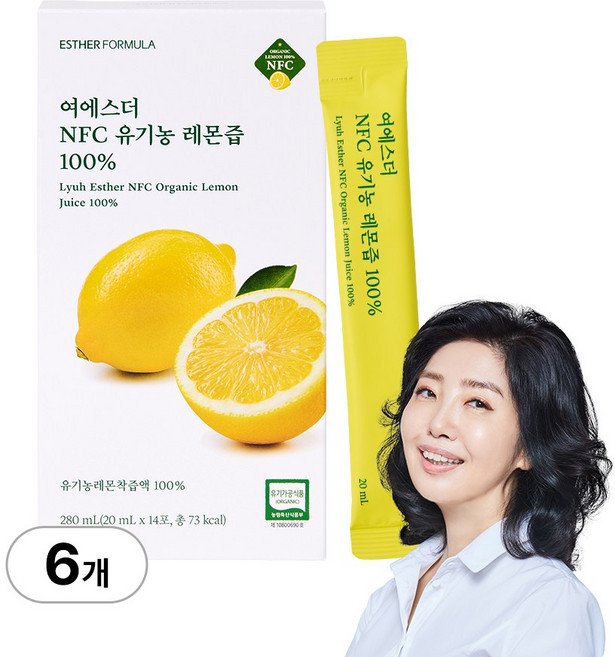 [본사직영] 여에스더 NFC 유기농 레몬즙 100% (유기농 레몬 1개를 통째로) 국민영양 프로젝트, 6박스, 14회분