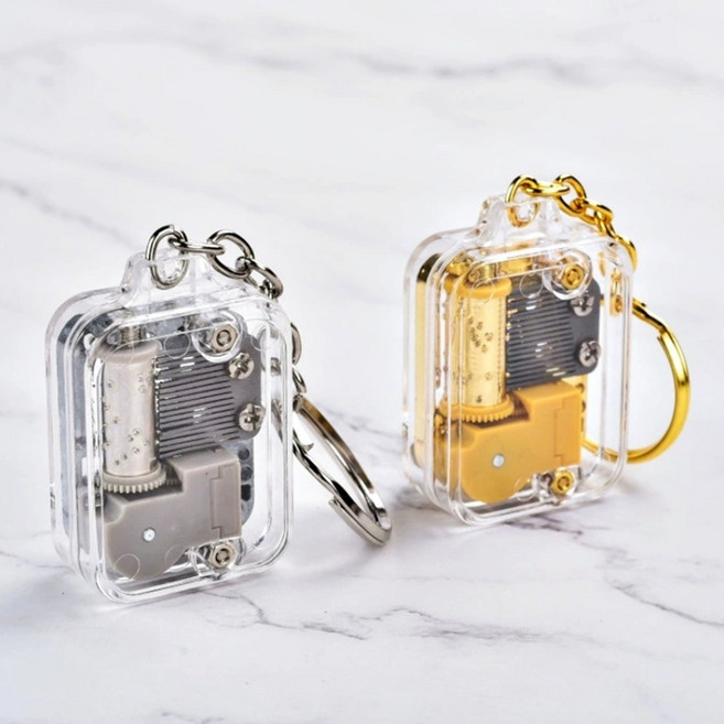 트리뷰샵 태엽오르골키링 미니 수동 브리지 대만 감성선물 성공의천 힐링템 퓨타라 크리스마스, 메탈실버, 1개