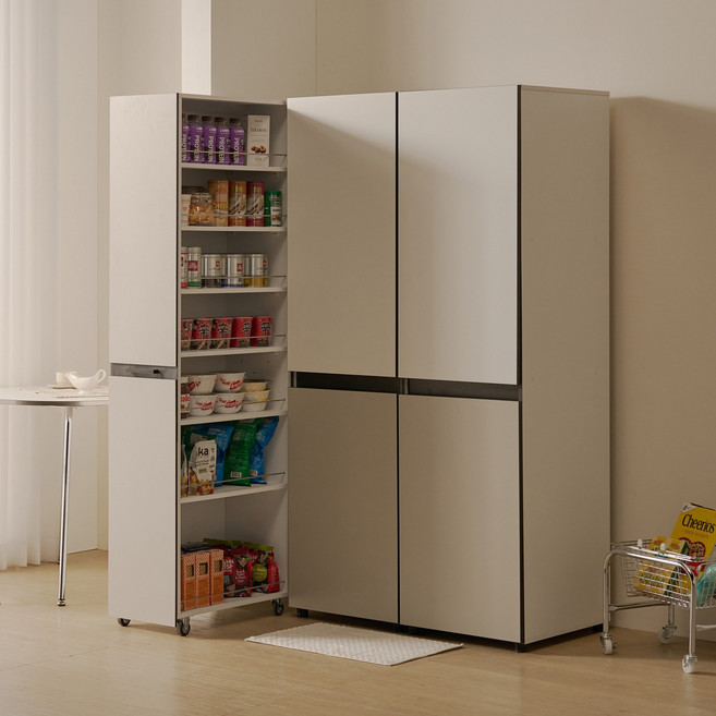 해피아이 비올레 냉장고 틈새장 틈새수납장 슬라이딩 주방수납장 비스포크 타입, 비스포크 타입 (우형), 코타화이트