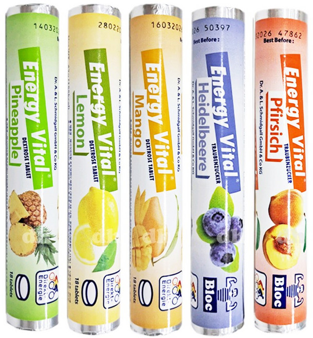 건강두배로 에너지바이탈 블록 포도당캔디 42g (18정) 파인애플맛 레몬맛 망고맛 블루베리맛 복숭아맛, 1개