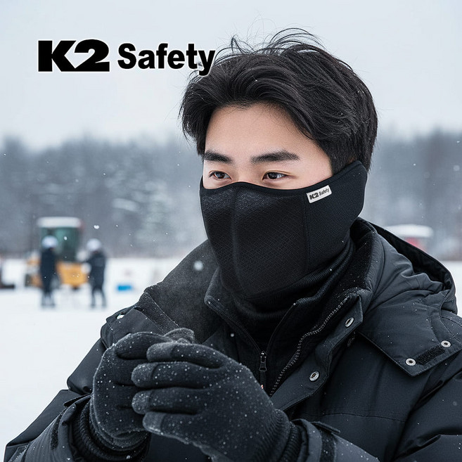 케이투세이프티 브리즈 넥마스크 IUW24902 겨울 레저용 스키 등산 벨벳소재 마스크, 블랙(Black)