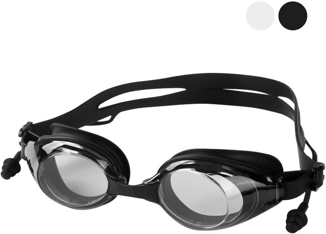 무아 노미러 김서림방지 안티포그 귀마개일체형 수경, 1개, 블랙