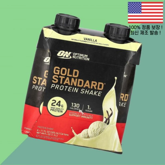 옵티멈 뉴트리션 골드 스탠다드 단백 프로틴 쉐이크 바닐라 4팩 각 11온스 325ml Optimum Nutrition Gold Standard Protein Shake Vani, 옵티멈 뉴트리션 골드 스탠다드 단백 프로틴 쉐이크 바닐 - 쿠팡