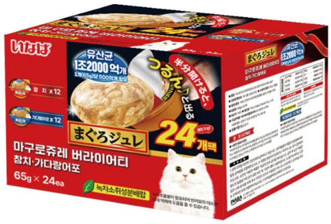 이나바 마구로쥬레 유산균 코스트코 고양이간식, 참치+가다랑어(24회분), 65g, 24개