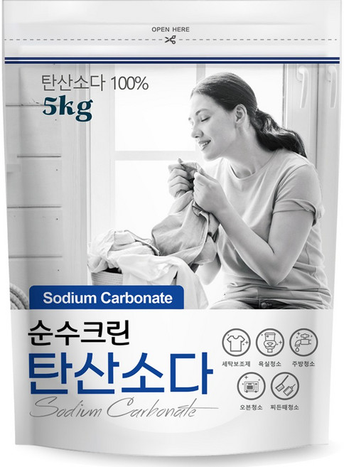 순수크린 워싱소다 탄산소다 초강력 세탁보조제 대용량 탈취 세탁세제 세탁소용 전문가용, 1개, 5L