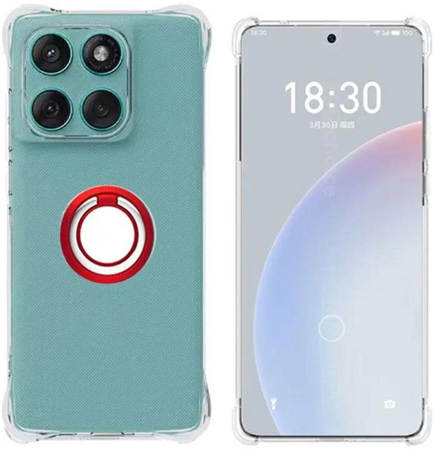 퓨전 케이스 투명 실리콘 소프트 마그네틱 링 홀더 커버, 1개, 1. Red / E. 모토로라 엣지 60 스타일러스