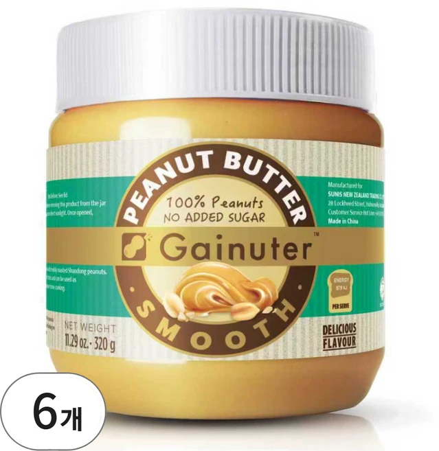 제이넛터 무가당 땅콩버터 스무스 320g 6개 - 쿠팡