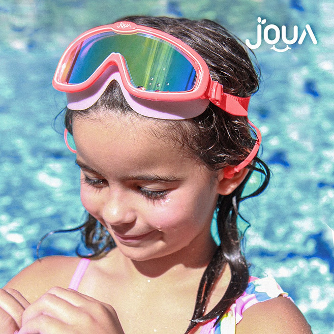 쥬아 KC인증 프리미엄 미러렌즈 와이드 어린이 물안경, 1개, 핑크