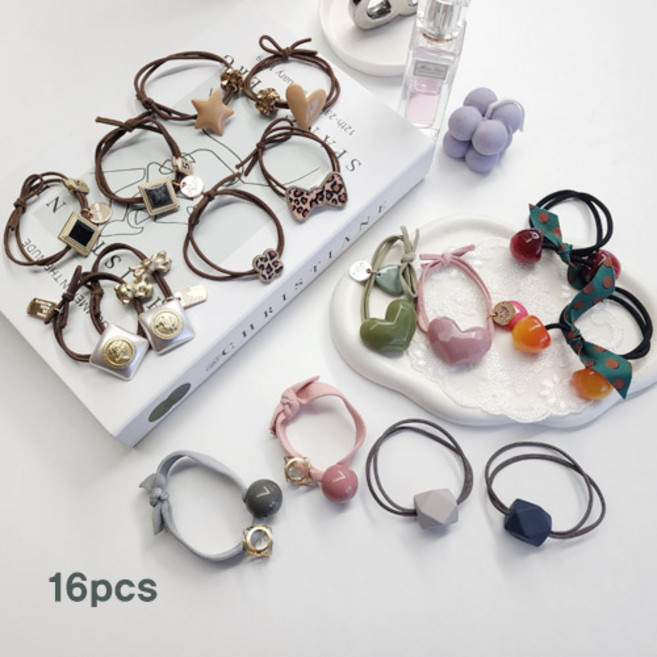 공주마마/최고인기상품만구성/득템가9900원모티브애니데이머리끈16종세트