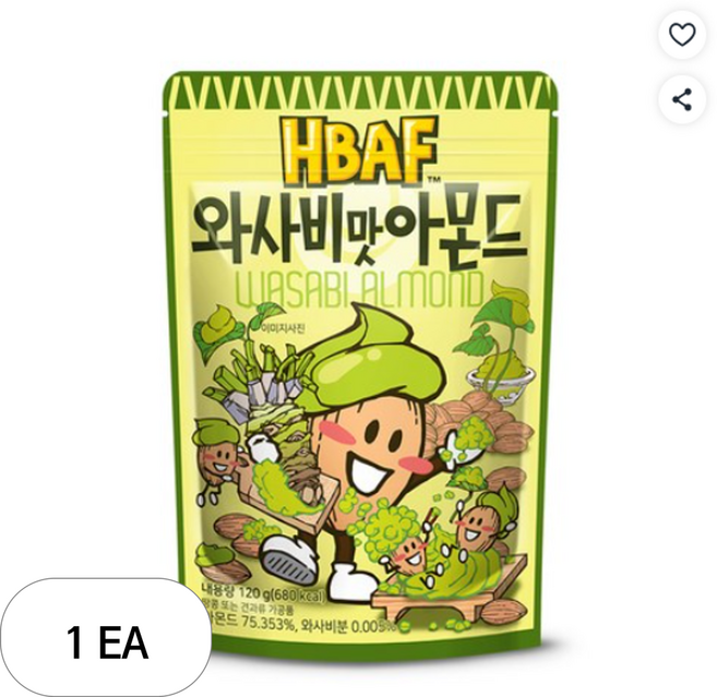 바프 와사비맛 아몬드, 120g, 1개