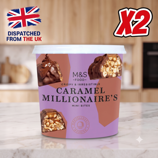 270g 2pack M&S 밀리어네어 미니바이츠 캐러멜 쇼트브레드 초콜릿스낵 M&S Millionaire
