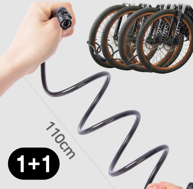 루이식스 4버튼 자전거자물쇠 도난방지 번호키 잠금장치, 2개, 블랙