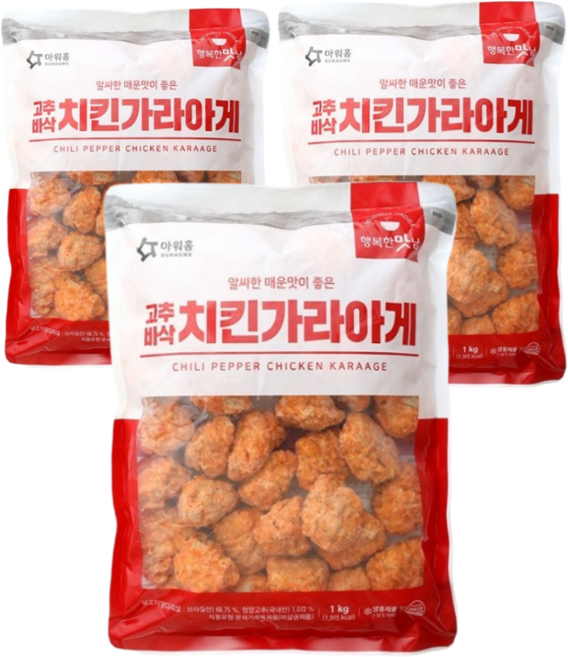 아워홈 고추바삭 치킨가라아게 1kg, 3개