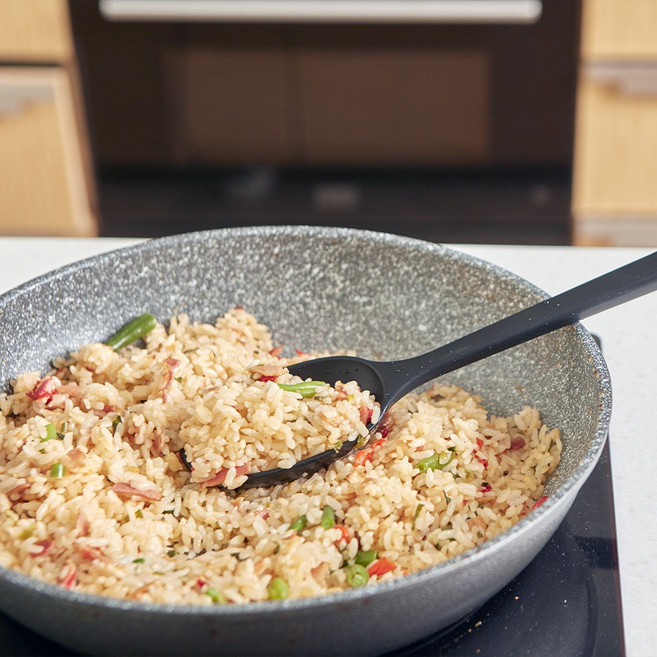 실리콘 큰 조리도구 볶음 XL 샐러드 뷔페 서빙 스푼, 블랙, 1개