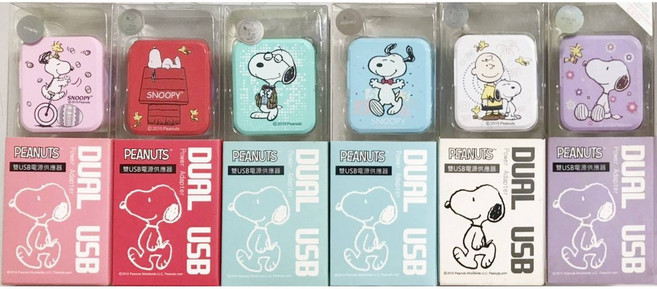 Snoopy 史奴比 雙USB 旅充頭, 紅色, 1個