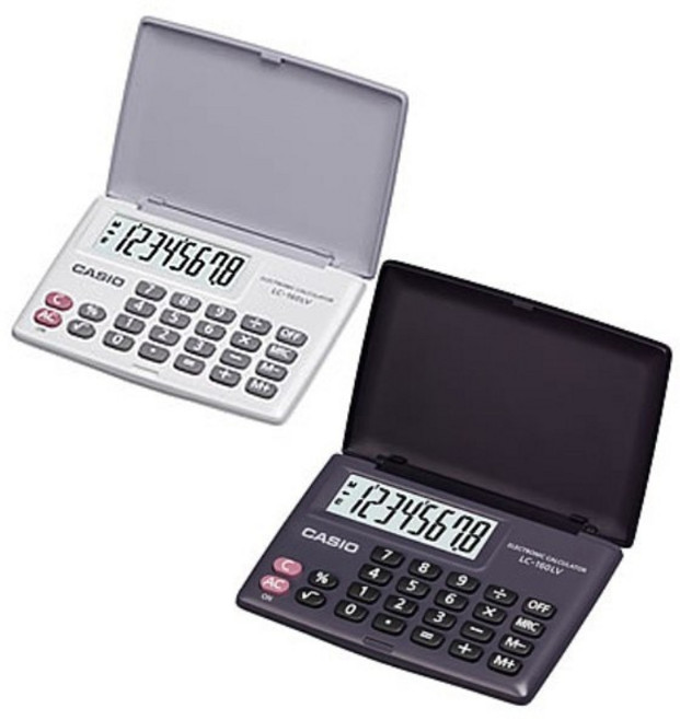 CASIO 卡西歐 LC-160LV-BK 計算機 8位數 國家考試專用 摺疊設計, 1個, 黑色, 黑色
