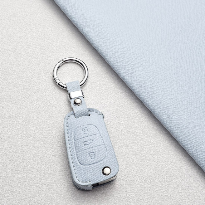 기아/현대 호환 천연 소가죽 3버튼 폴딩 키케이스 (아반떼 MD/모닝/레이/쏘울/스포티지 R/쏘렌토/봉고/YF 쏘나타/i30/K5/K7/포르테/그랜저 TG) 차량용품, C 타입, 스카이블루