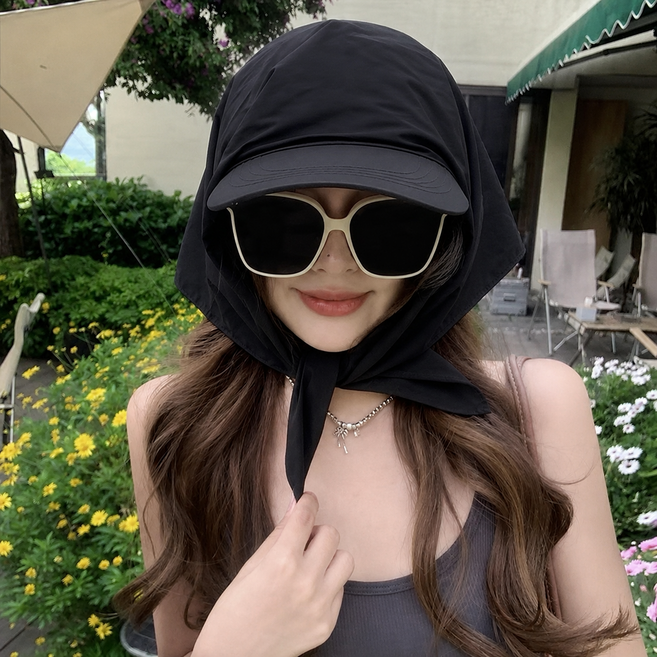 여성 여름 두건 썬캡 체크 챙모자 자외선차단 햇빛가리개 반다나 스카프 모자