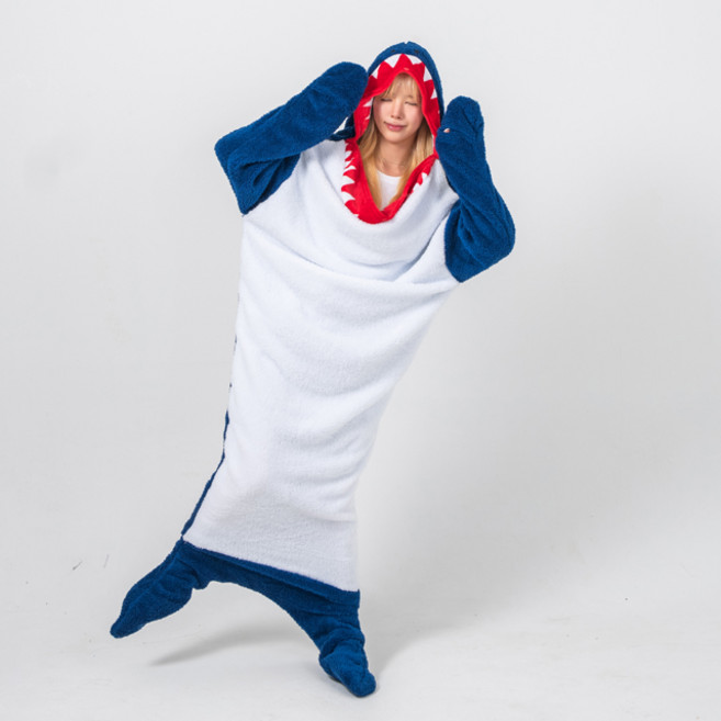 말랑마쥬 남녀공용 집순이 방콕 동물잠옷 캠핑 입는담요 파자마파티 반티