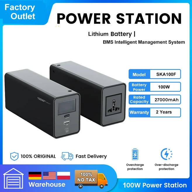 1380Wh 1500W 휴대용 발전소 태양열 발전기 Lifepo4 배터리 스테이션 충전식 보조베터리 220V AC 콘센트, 03 Universal Socket, 04 100W 99Wh