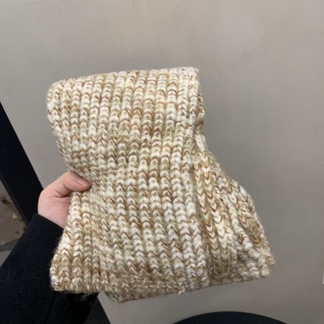 여자 겨울 니트 목도리 여성 니트 믹스 컬러 핸드메이드 목도리 따뜻하고 귀여운 스타일 LCL