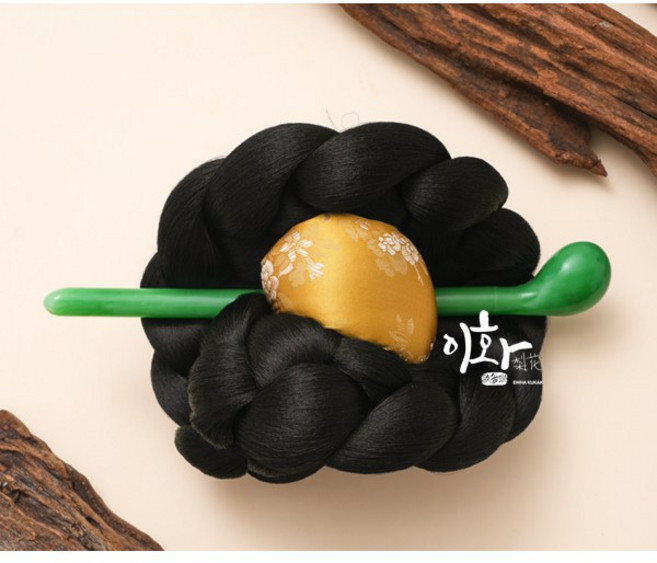 맞춤 명주쪽2 골드 명주 쪽머리 한국무용 실크 돌잔치 가채 공연용 소품 이화