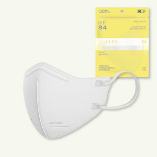 아에르 스탠다드 라이트에스 보건용마스크 15매입 (KF94), 15개, 흰색 - 중형