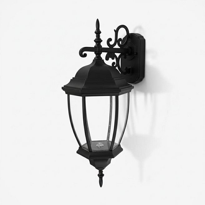 나눔조명 실외 벽등 LED 벽조명 야외 외부 방수 벽부등 외벽등 전기, 전기 곡면 육각 클래식 벽등, 검정