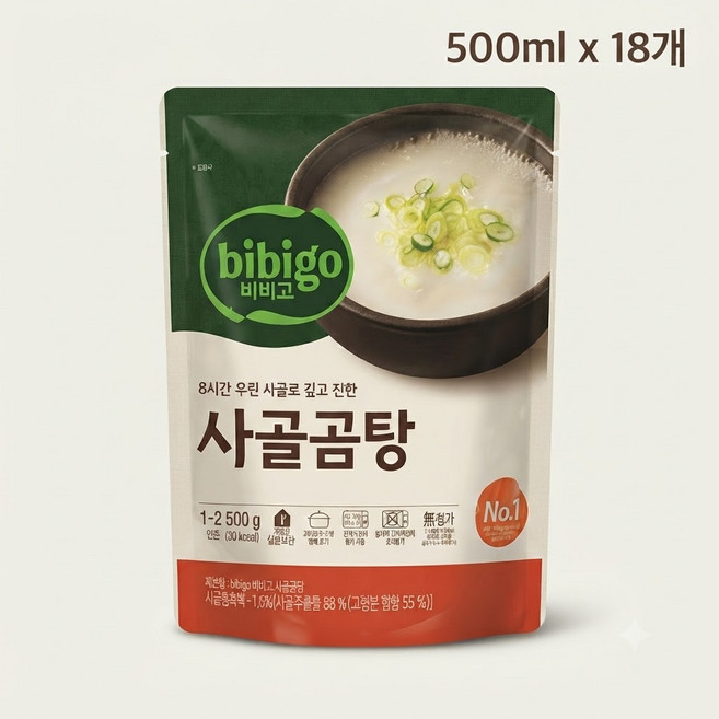 CJ비비고 사골곰탕, 500g, 18개