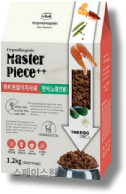 더독 노령견용 닥터소프트 명작 하이퍼 습식 사료, 연어, 1.2kg, 6개