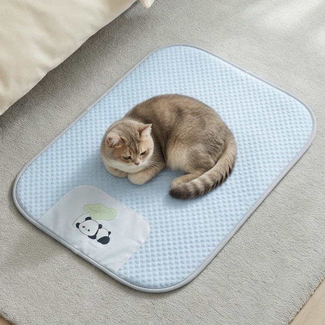 치와와 반려동물 강아지 여름 냉감 쿨매트, 1개, 블루-쿨링