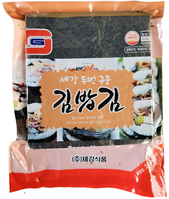 세강식품 두번 구운 김밥김 [중포장] 100매 식당식자재 도매가, 10개, 220g
