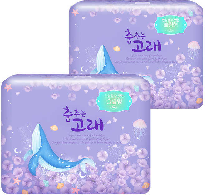 춤추는고래 대용량 오버나이트 생리대 18P X 2팩 (36P), 2개, 18매입
