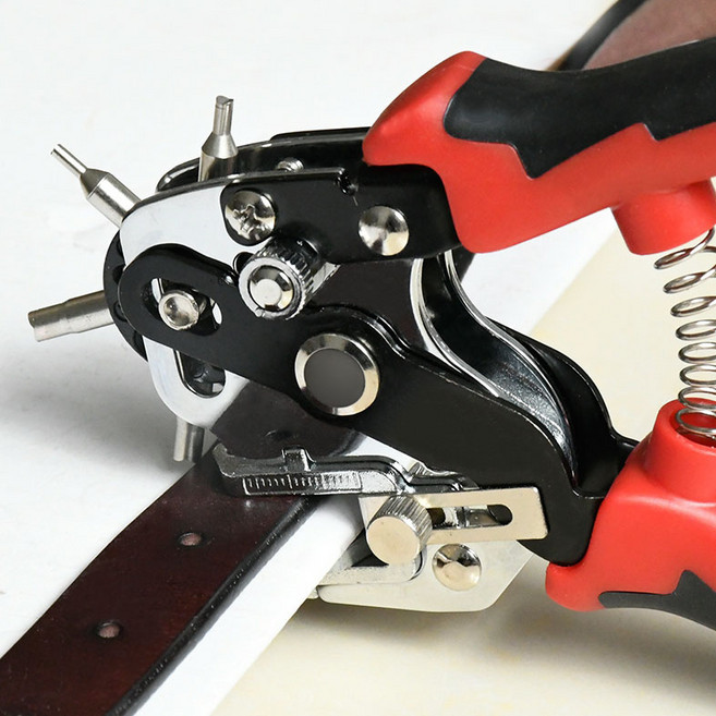 마켓모든 손쉬운 벨트구멍뚫기 가죽 펀칭기 펀치기계 타공기 6홀 조절, 1개