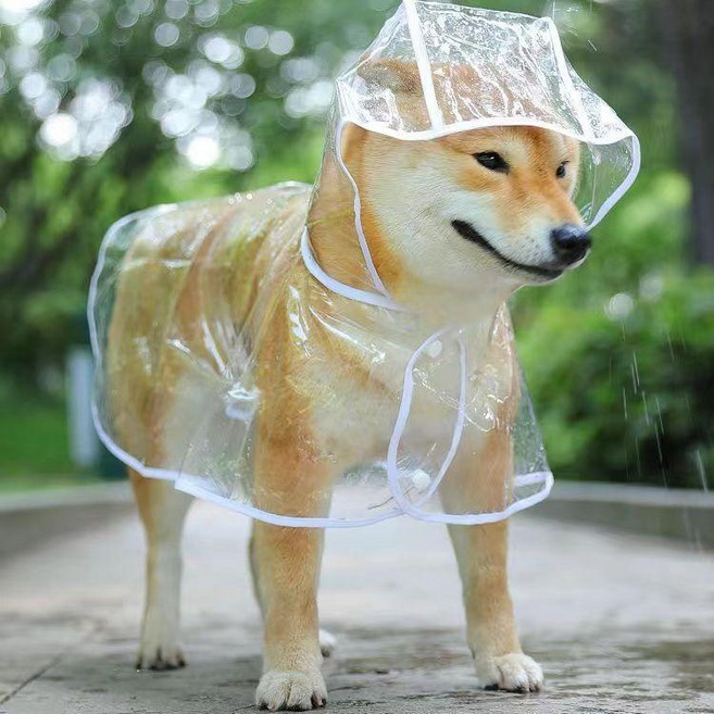 大中小型犬防水防暴雨狗狗雨衣 金毛比熊犬寵物雨衣大型犬狗雨衣全身款 大中小型犬防水防暴雨狗狗雨衣, 白邊,M 約5-7斤, 1個