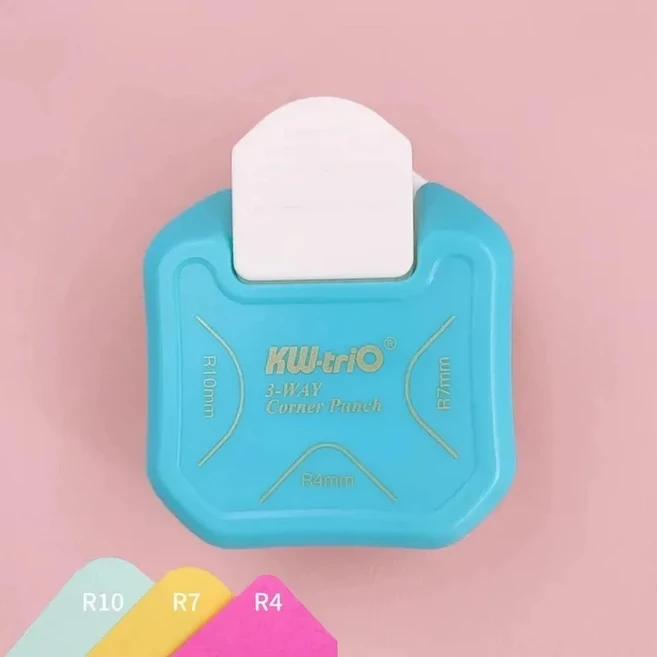3-in-1 코너 라운더 트리머 스크랩북킹 펀치 R7 미니 원형 R4 커터 R10mm, 1개, 파랑