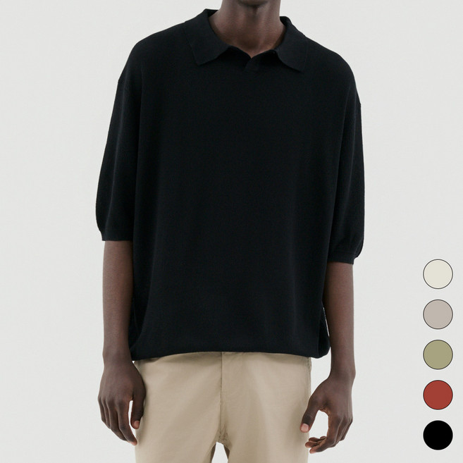 트래드클럽 남성용 베리 쿨 아이스 오픈카라 반팔 니트 티셔츠