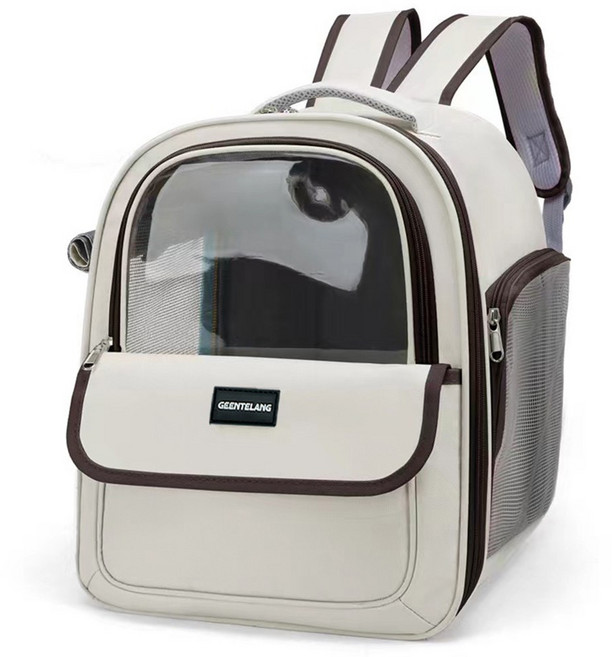 칠시 반려동물 사이드 오픈 백팩, 브라운, 1개