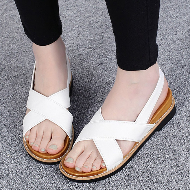 스타슈 여성 국내제작 빅사이즈 엑스 스트랩 통굽 웨지 쿠션 샌들 230-260