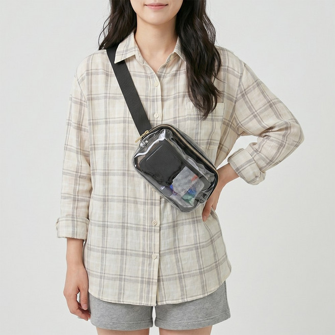 [담앤드솜 담솜온] 클리어 힙색 슬링백 크로스백 메신저백 남녀공용 운동 여행용