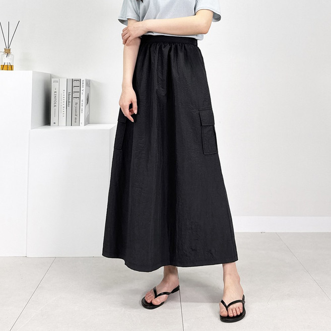 여성 바스락 포켓 밴딩스커트 빅사이즈