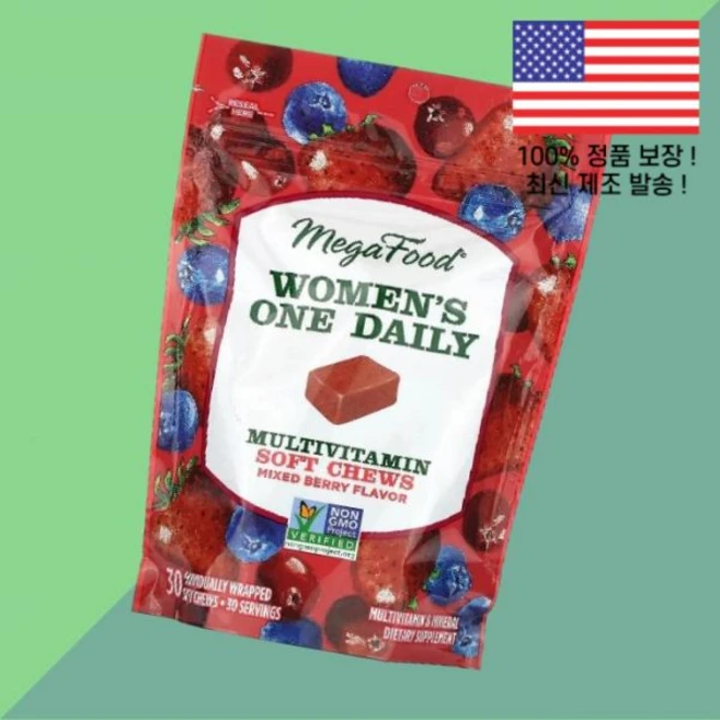 메가푸드 우먼 여성 여자 원 데일리 종합비타민 멀티비타민 믹스 베리 개별 포장 소프트 츄어블 30정 MegaFood Women's One Daily Multivitamin Mi, 1개 - 쿠팡