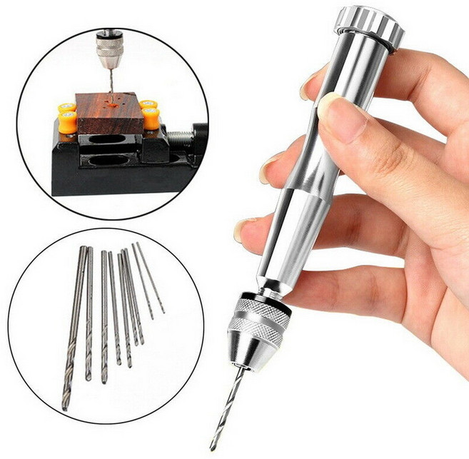 핸드 트위스트 드릴 - 0.3~3.6mm 클램핑 범위 - 수동 정밀 드릴 10pcs 비트 세트 포함, 1개