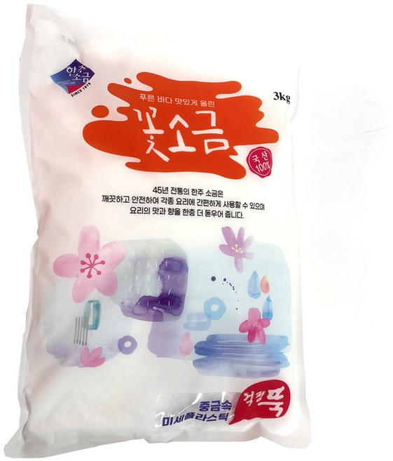 한주소금 한주 꽃소금 정제염 재제소금 재제염, 3kg, 2개