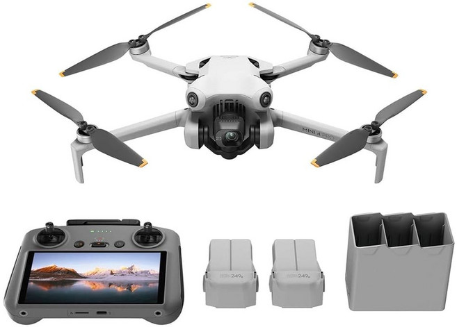 DJI 미니 4 프로 더 많은 콤보 플러스 RC 2 카메라가 장착된 드론 4K 3개의 비행 배터, 3 Mini 4 Pro Fly More Combo (D