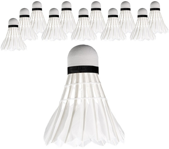 마메 레저용 거위털 셔틀콕, White, 12개입, 1세트